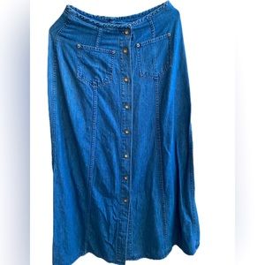 Faded Glory , Denim long skirt , blue , No tares , No snags